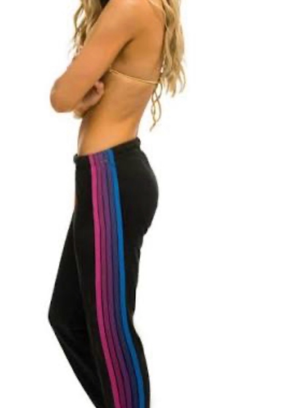 Aviator Nation 5 Stripe Sweatpant Black/ Pink Purple Size Small